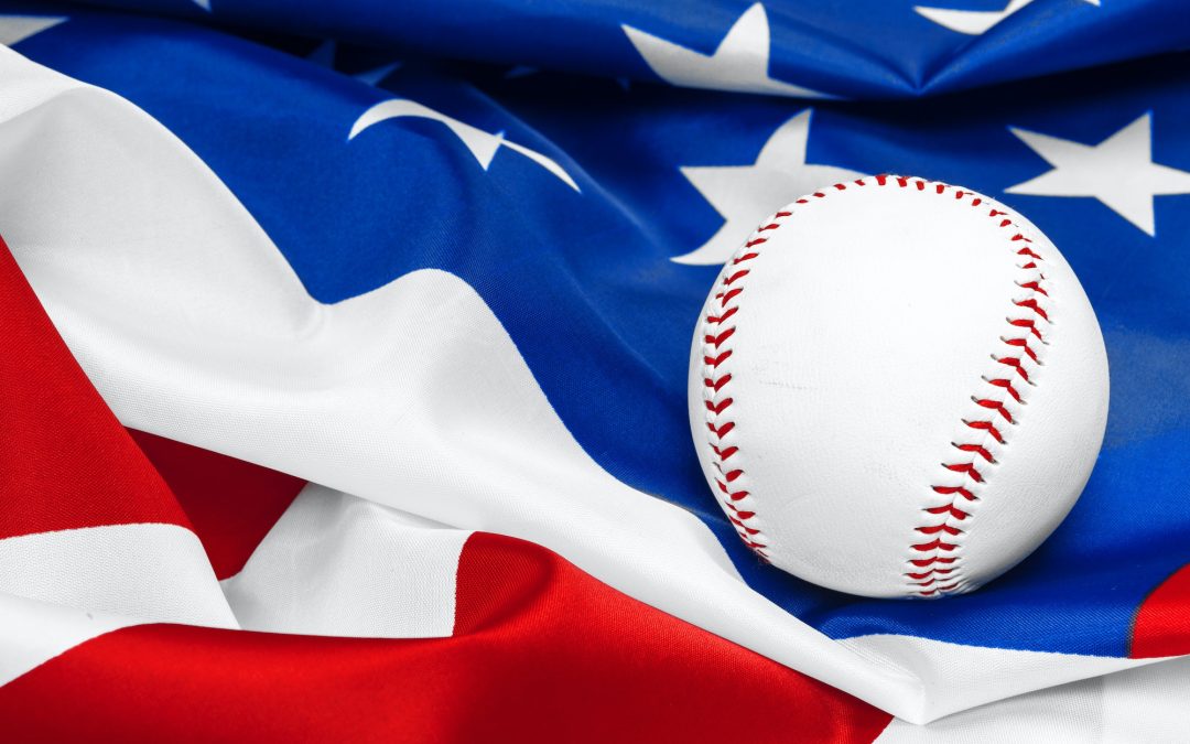 baseball with American flag