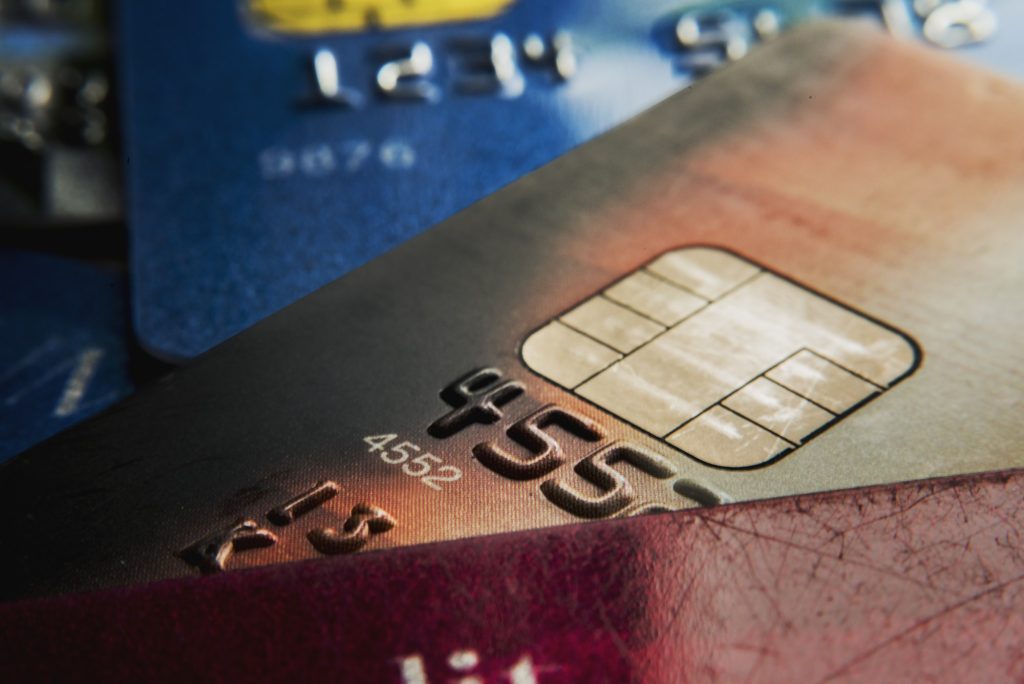 Closeup of credit cards