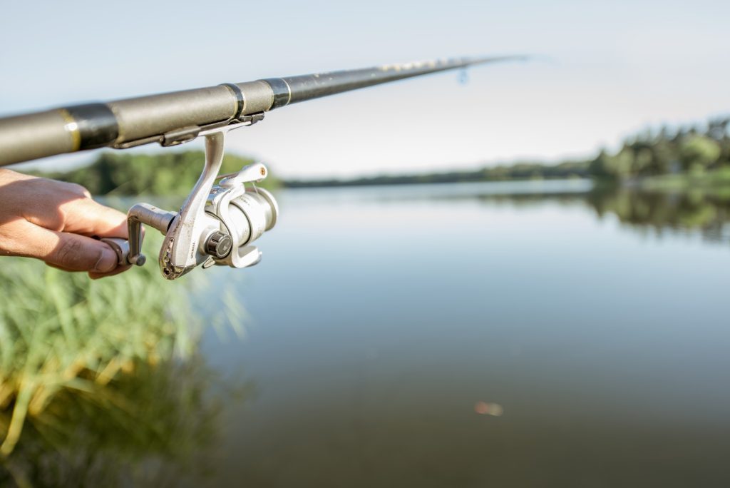 Fishing with rod on the lake