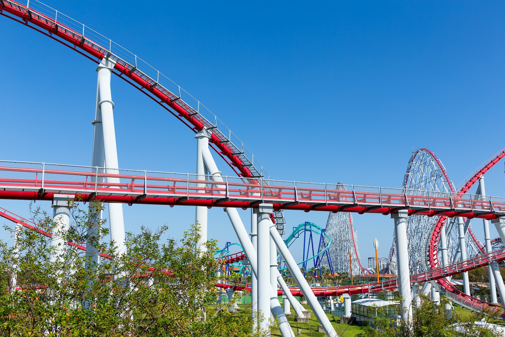 Roller coaster in amusement park